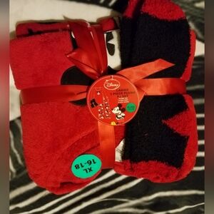 Ladies 3 piece plush PJ set Mickey Mouse Red
